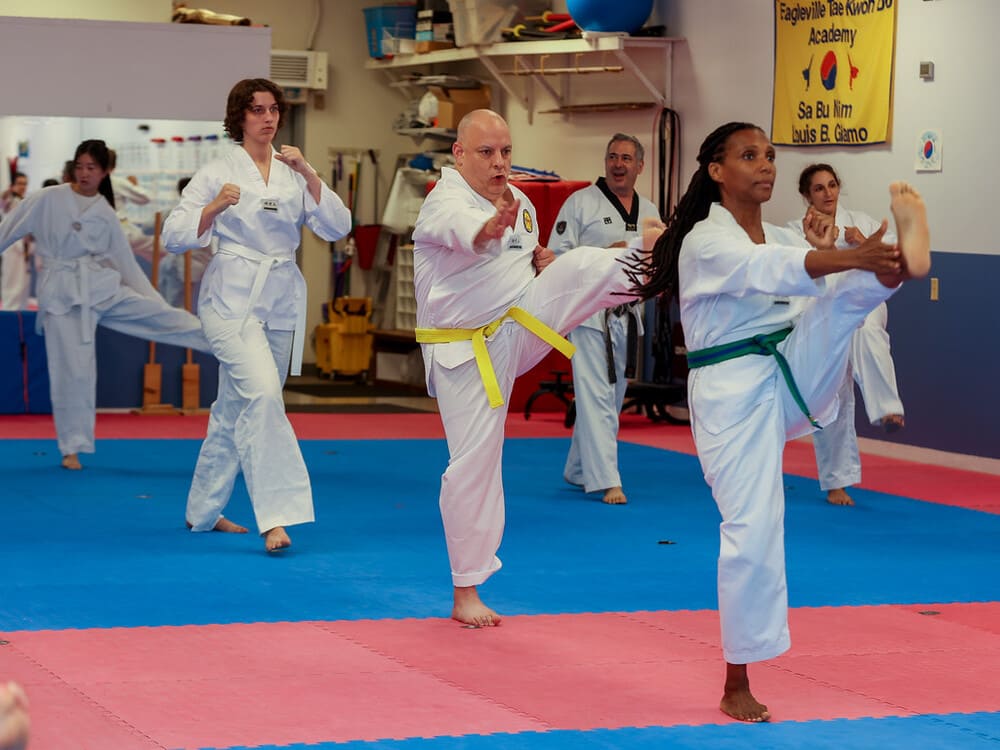 a group of people taking an adult taekwondo classes in Norristown PA