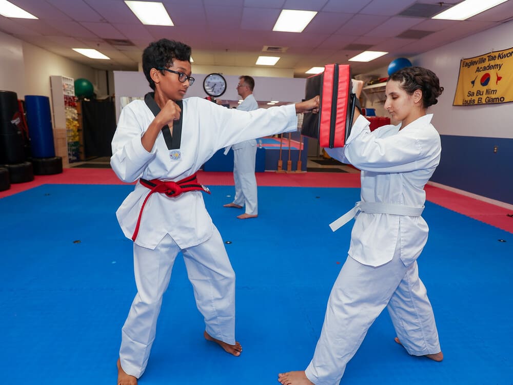 two teenager pair for taekwondo practice in Norristown PA